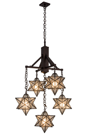 Meyda Tiffany - 184367 - Five Light Chandelier - Moravian Star - Mahogany Bronze