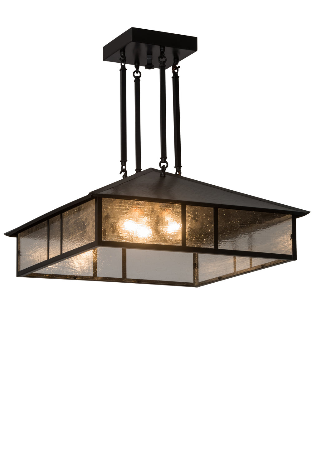 Meyda Tiffany - 186085 - Three Light Pendant - Double Bar Mission - Craftsman Brown