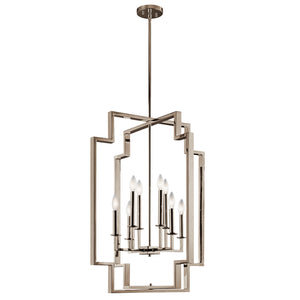 Kichler - 43966PN - Eight Light Foyer Chandelier - Downtown Deco - Polished Nickel