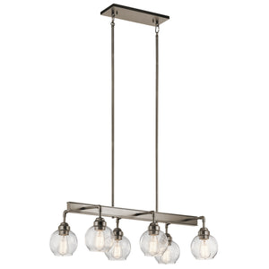 Kichler - 43994AP - Six Light Linear Chandelier - Niles - Antique Pewter