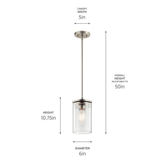 Kichler - 43996NI - One Light Mini Pendant - Crosby - Brushed Nickel