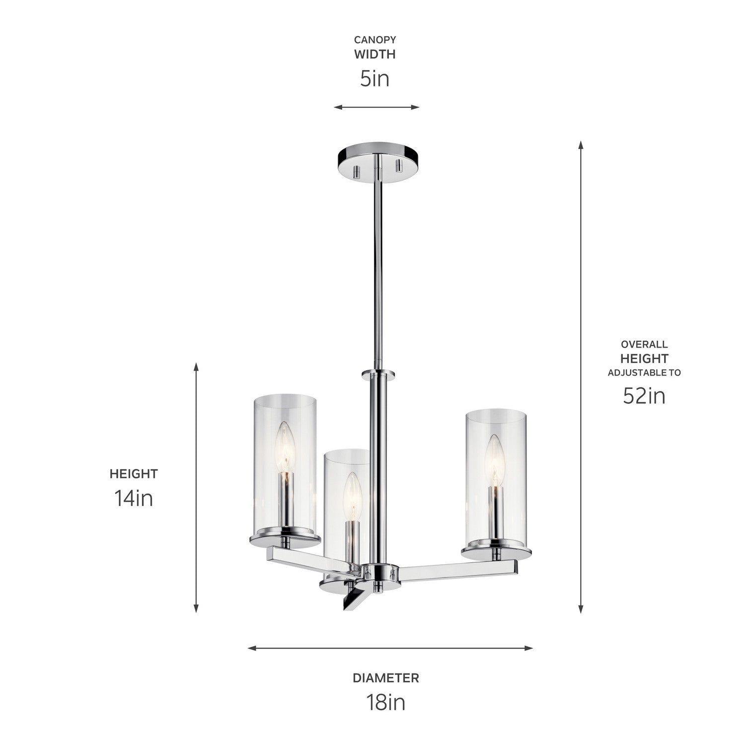 Kichler - 43997CH - Three Light Chandelier/Semi Flush - Crosby - Chrome