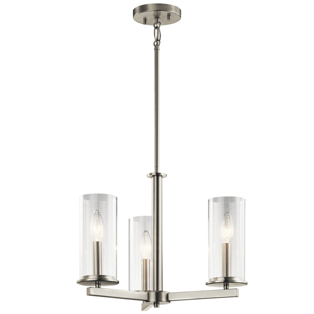 Kichler - 43997NI - Three Light Chandelier/Semi Flush Mount - Crosby - Brushed Nickel