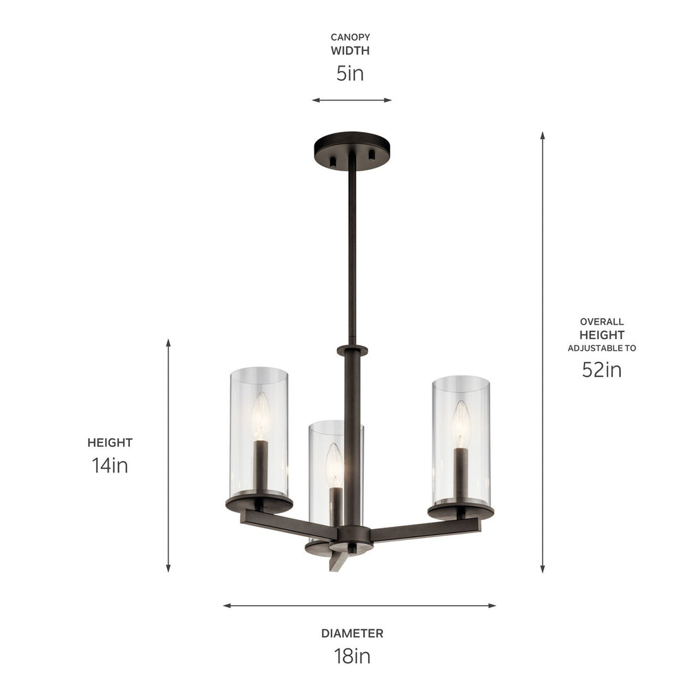 Kichler - 43997OZ - Three Light Chandelier/Semi Flush - Crosby - Olde Bronze