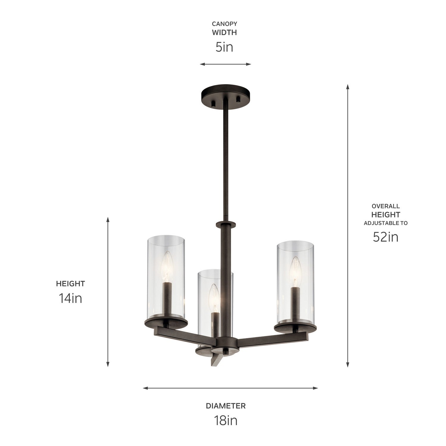 Kichler - 43997OZ - Three Light Chandelier/Semi Flush - Crosby - Olde Bronze