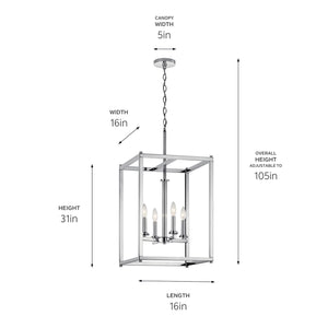 Kichler - 43998CH - Four Light Foyer Pendant - Crosby - Chrome