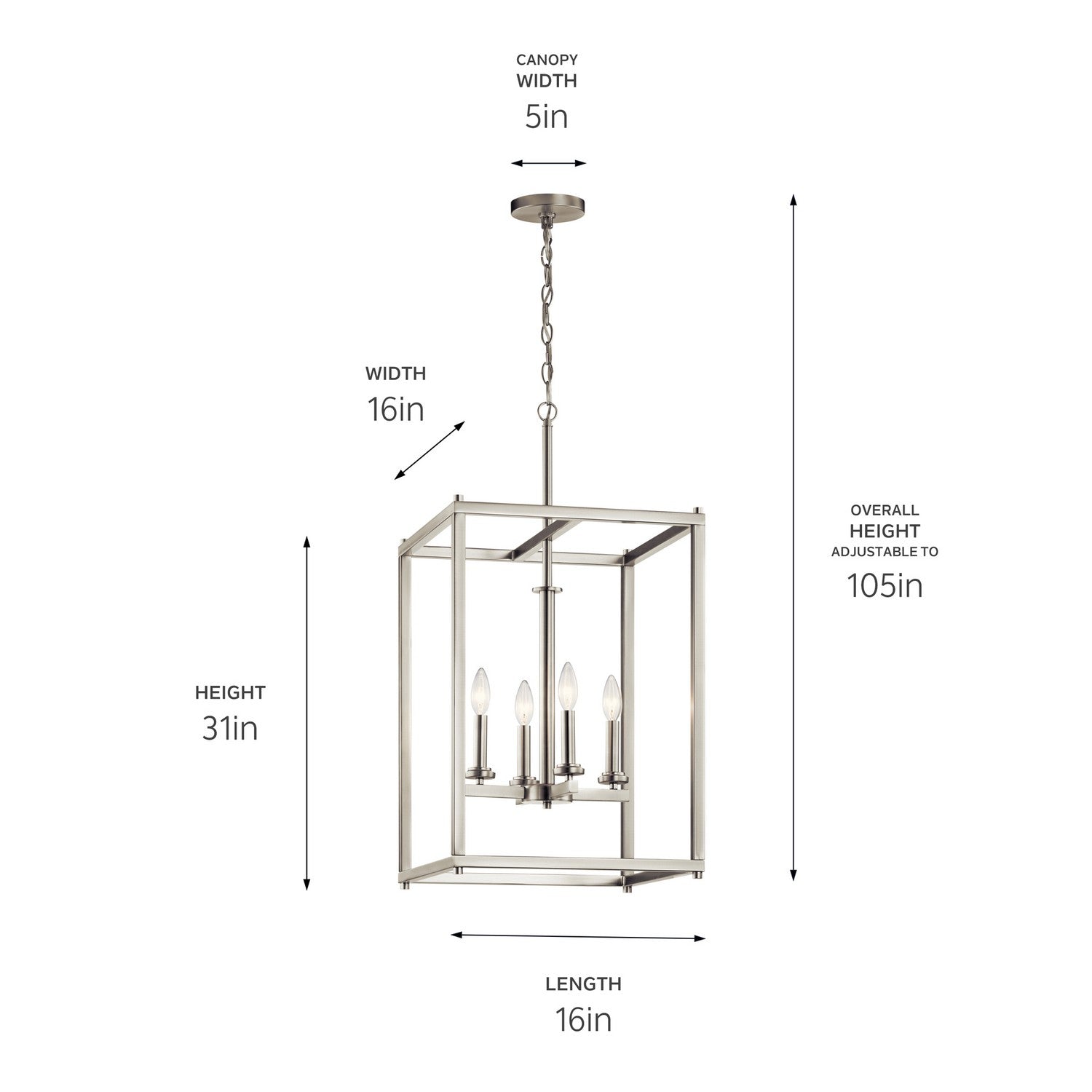 Kichler - 43998NI - Four Light Foyer Pendant - Crosby - Brushed Nickel