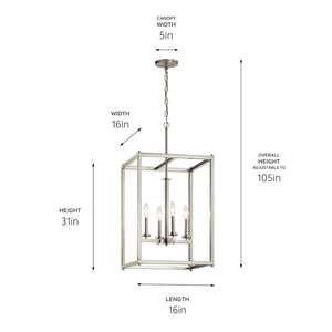 Kichler - 43998NI - Four Light Foyer Pendant - Crosby - Brushed Nickel