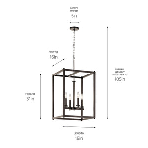 Kichler - 43998OZ - Four Light Foyer Pendant - Crosby - Olde Bronze