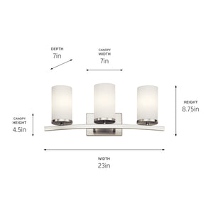 Kichler - 45497NI - Three Light Bath - Crosby - Brushed Nickel