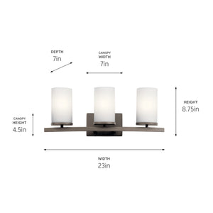 Kichler - 45497OZ - Three Light Bath - Crosby - Olde Bronze