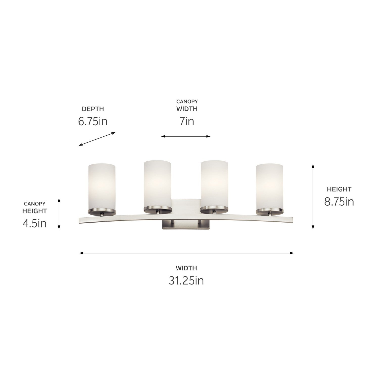 Kichler - 45498NI - Four Light Bath - Crosby - Brushed Nickel