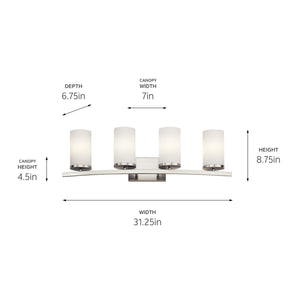 Kichler - 45498NI - Four Light Bath - Crosby - Brushed Nickel