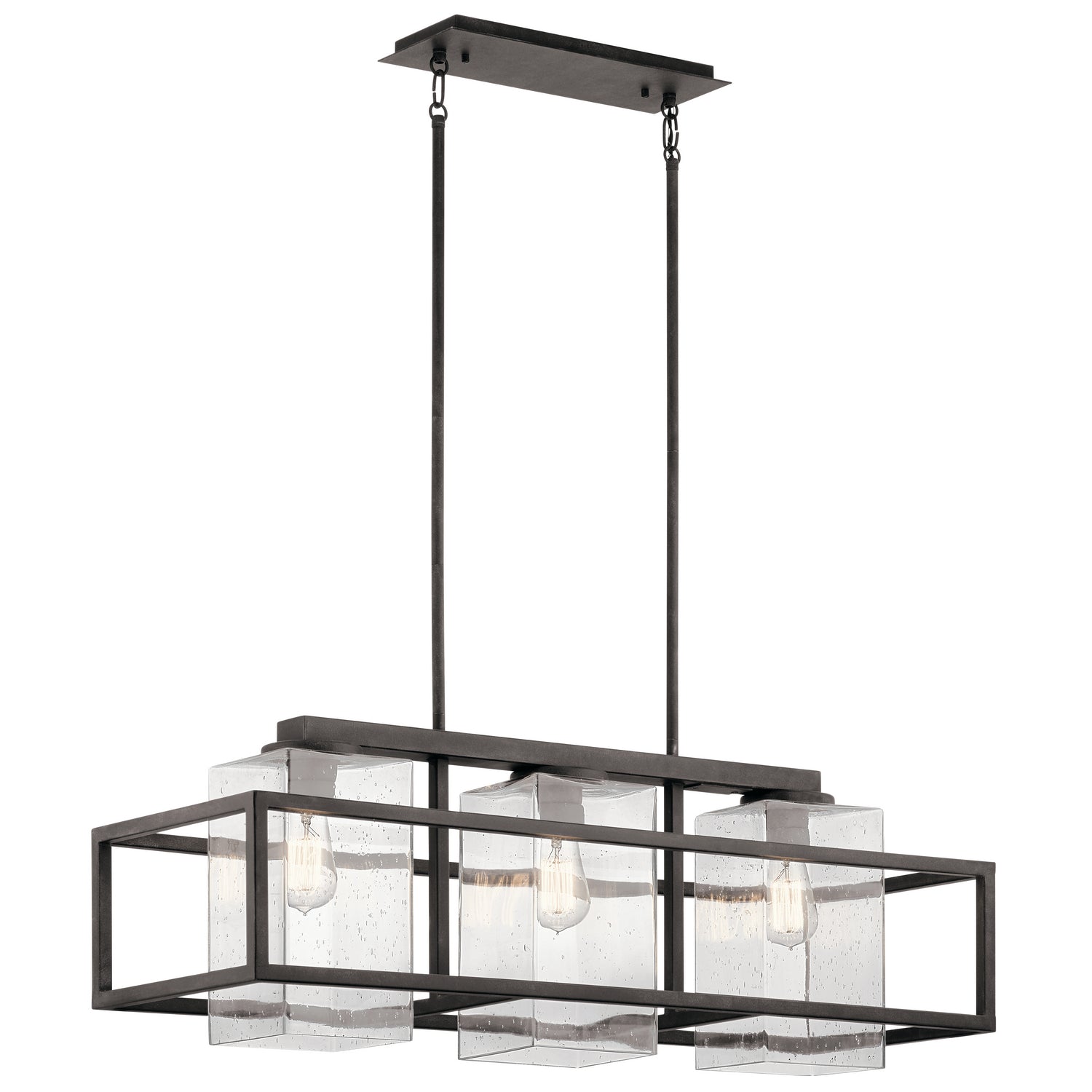 Kichler - 49805WZC - Three Light Outdoor Linear Chandelier - Wright - Weathered Zinc