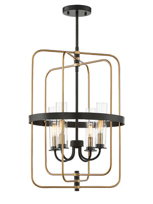 Savoy House - 3-8072-4-51 - Four Light Foyer Pendant - Kearney - Vintage Black with Warm Brass