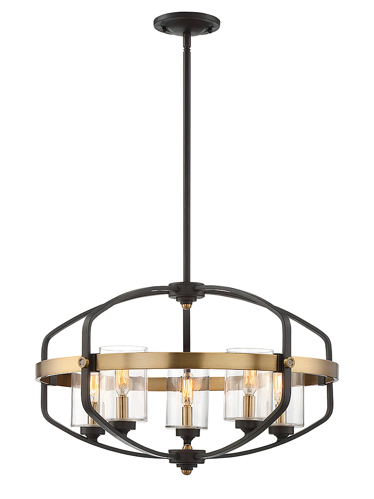 Savoy House - 7-8041-5-79 - Five Light Pendant - Kirkland - English Bronze and Warm Brass