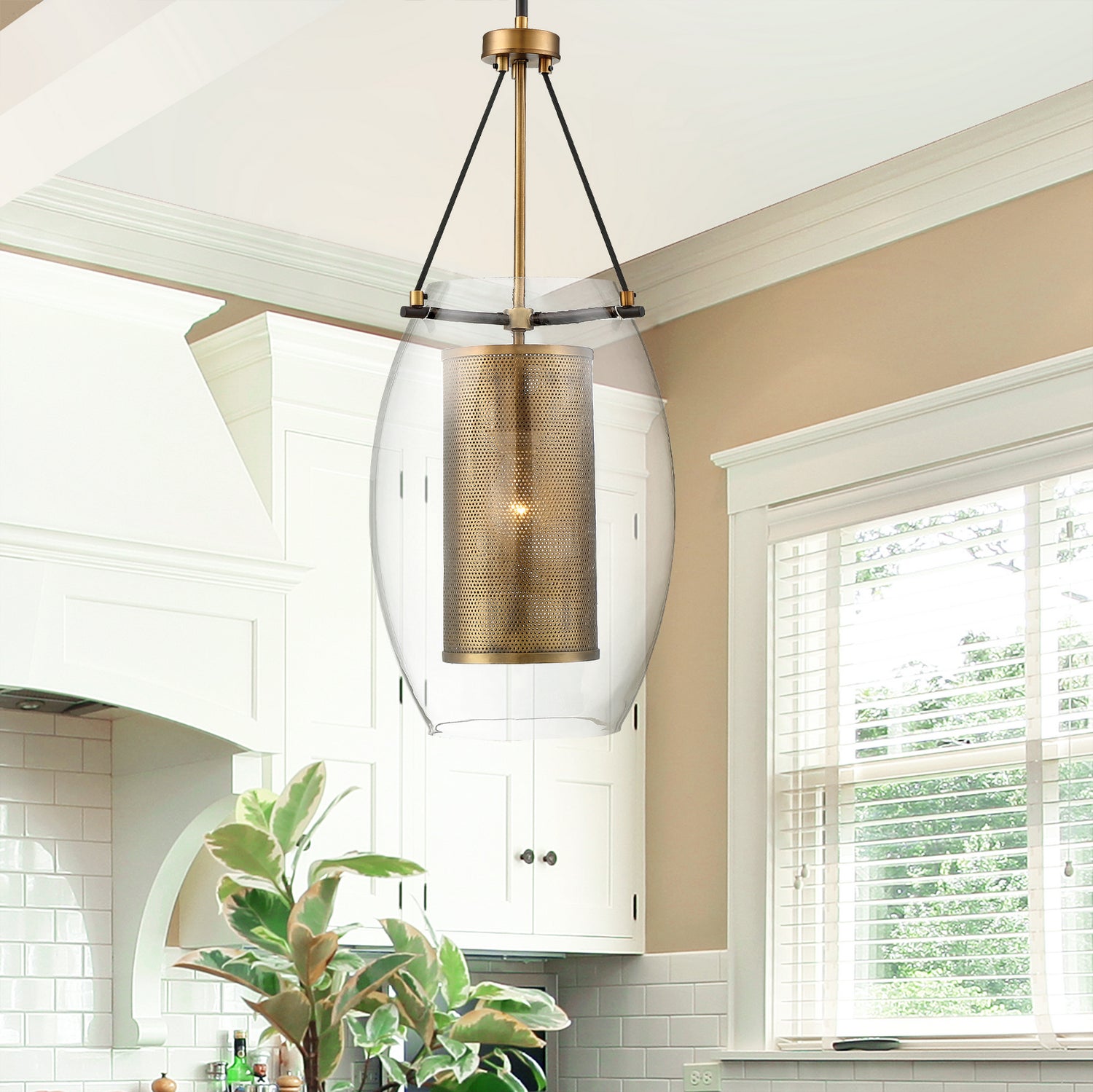 Savoy House - 7-9063-1-95 - One Light Pendant - Dunbar - Warm Brass with Bronze Accents