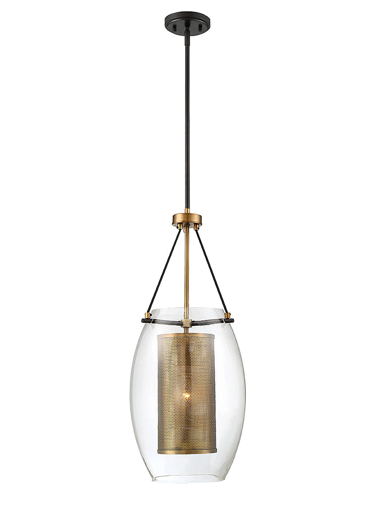 Savoy House - 7-9063-1-95 - One Light Pendant - Dunbar - Warm Brass with Bronze Accents