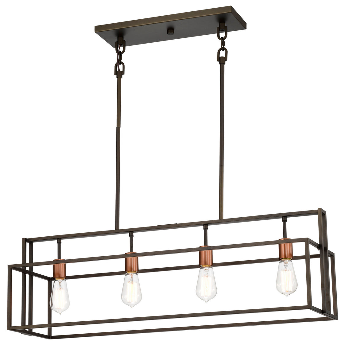 Nuvo Lighting - 60-5854 - Four Light Island Pendant - Lake - Forest Bronze / Copper Accents