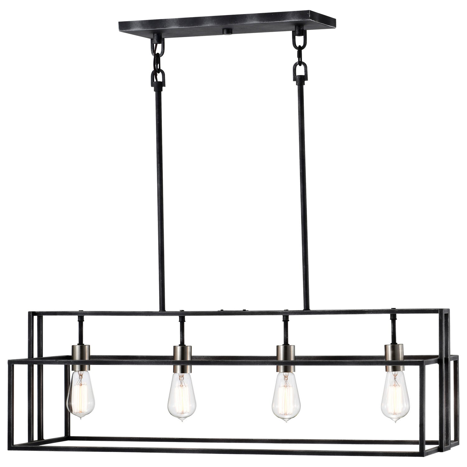 Nuvo Lighting - 60-5859 - Four Light Island Pendant - Lake - Iron Black / Brushed Nickel Accents