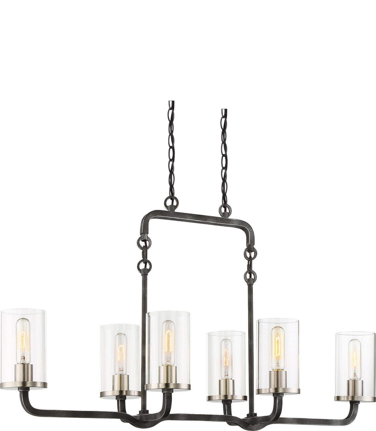 Nuvo Lighting - 60-6124 - Six Light Island Pendant - Sherwood - Iron Black / Brushed Nickel Accents