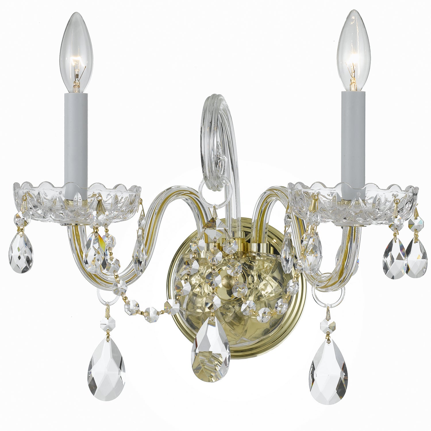 Crystorama - 1032-PB-CL-MWP - Two Light Wall Sconce - Traditional Crystal - Polished Brass