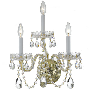 Crystorama - 1033-PB-CL-SAQ - Three Light Wall Sconce - Traditional Crystal - Polished Brass