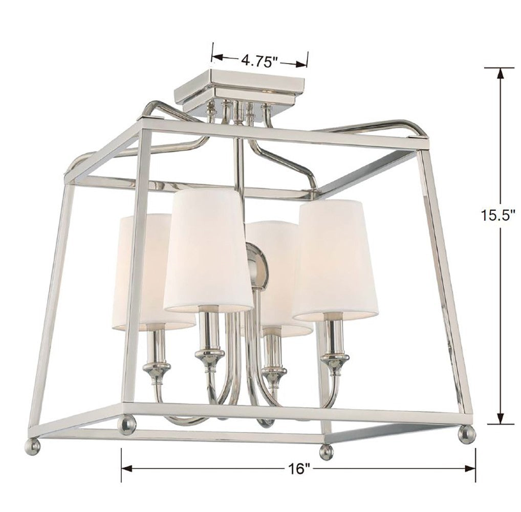 Crystorama - 2243-PN - Four Light Semi Flush Mount - Sylvan - Polished Nickel