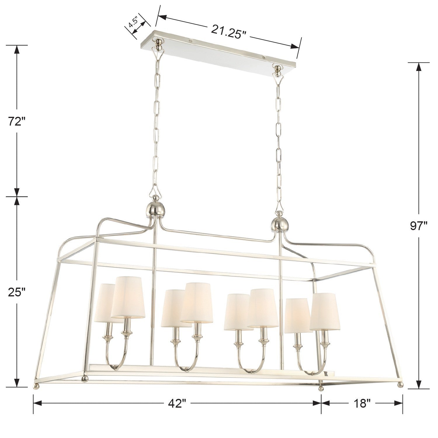 Crystorama - 2249-PN - Eight Light Chandelier - Sylvan - Polished Nickel