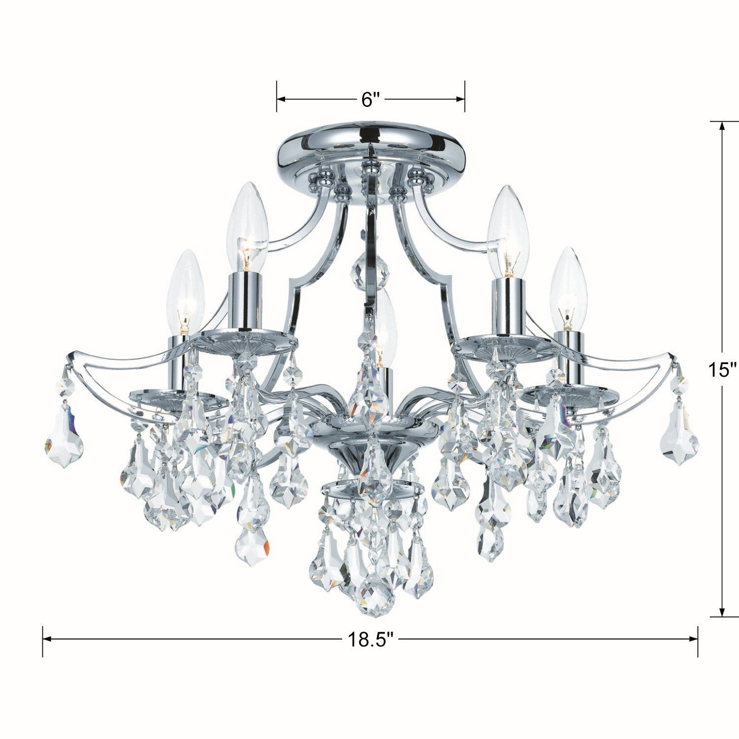 Crystorama - 5930-CH-CL-S - Five Light Semi Flush Mount - Cedar - Polished Chrome