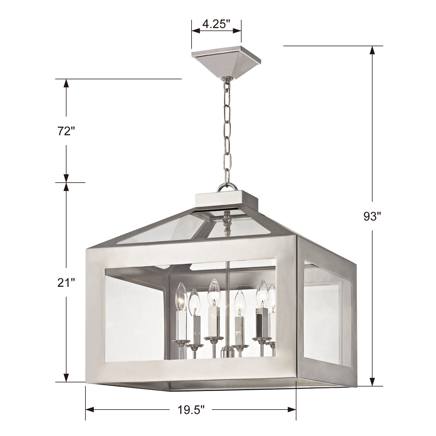 Crystorama - 6056-PN - Six Light Chandelier - Hurley - Polished Nickel