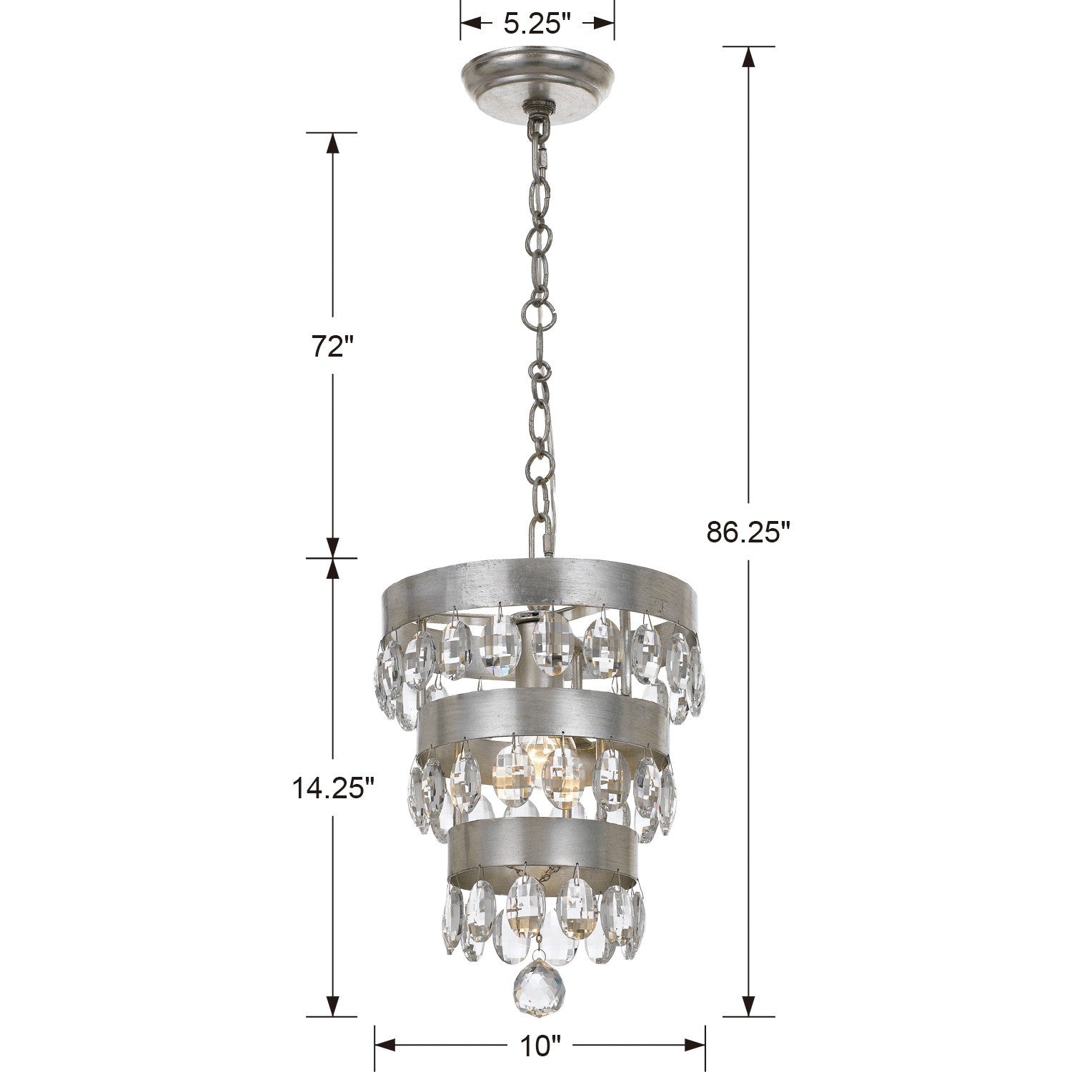 Crystorama - 6103-SA - One Light Mini Chandelier - Perla - Antique Silver