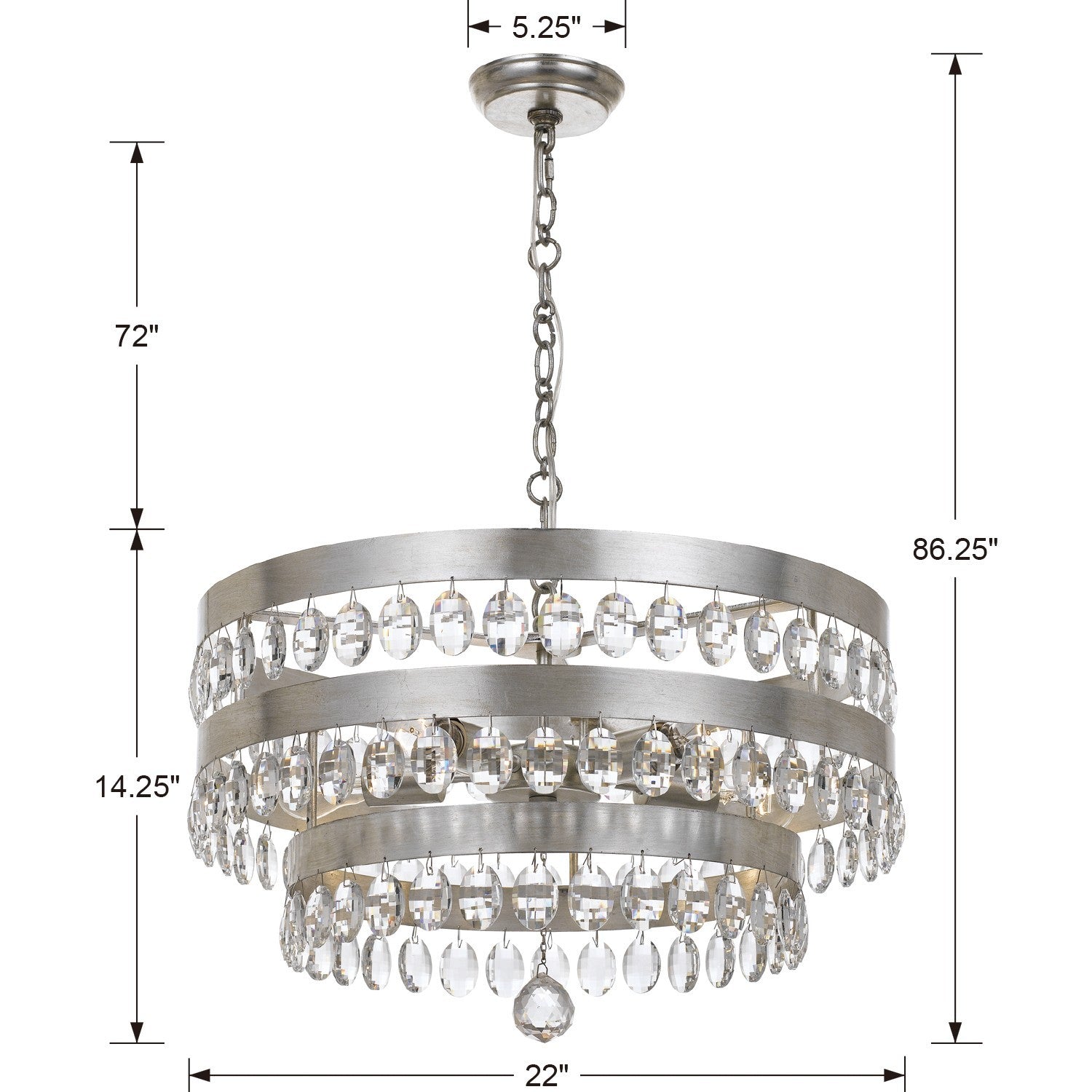 Crystorama - 6106-SA - Five Light Chandelier - Perla - Antique Silver