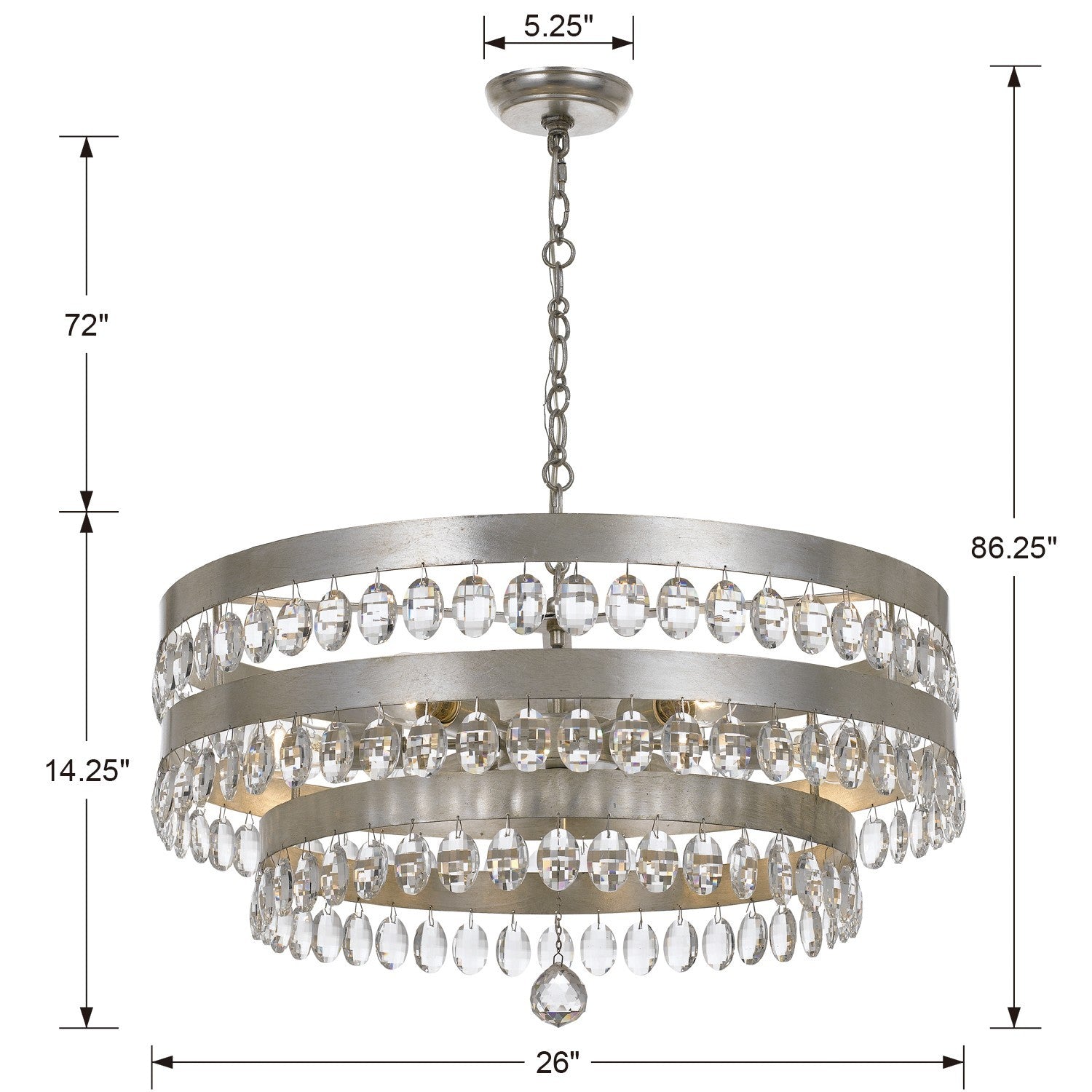 Crystorama - 6108-SA - Six Light Chandelier - Perla - Antique Silver