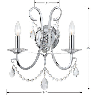 Crystorama - 6822-CH-CL-MWP - Two Light Wall Sconce - Othello - Polished Chrome