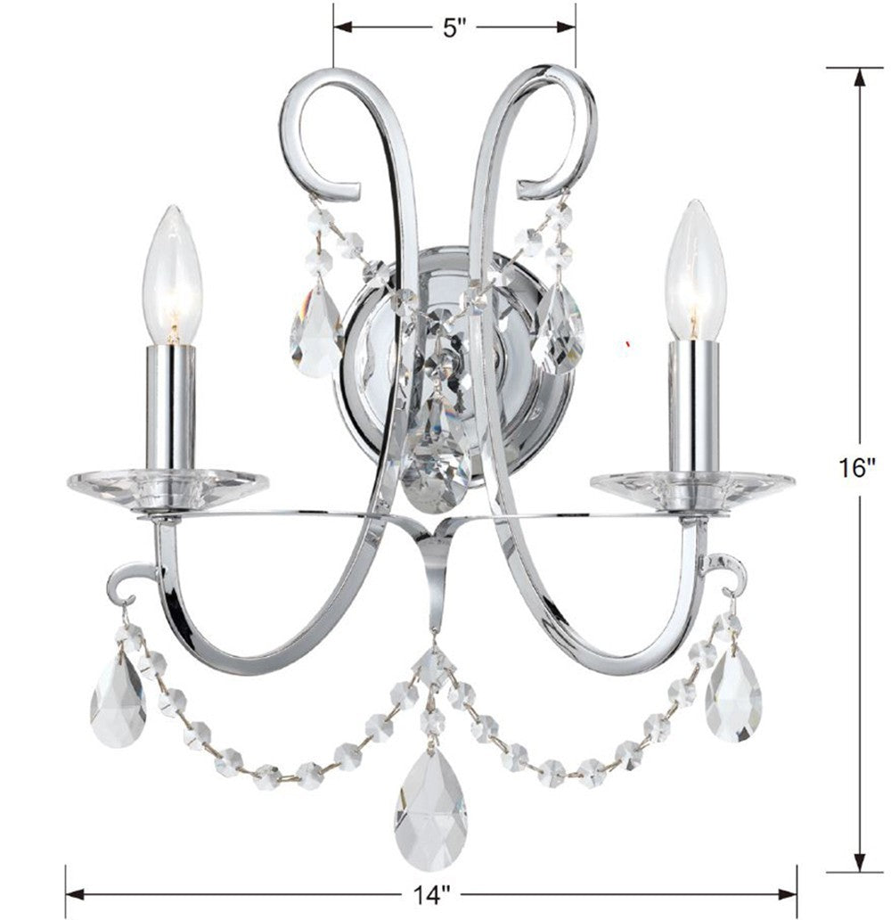 Crystorama - 6822-CH-CL-S - Two Light Wall Sconce - Othello - Polished Chrome