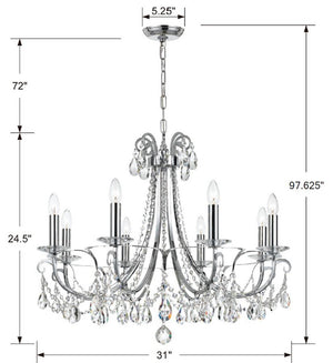 Crystorama - 6828-CH-CL-S - Eight Light Chandelier - Othello - Polished Chrome