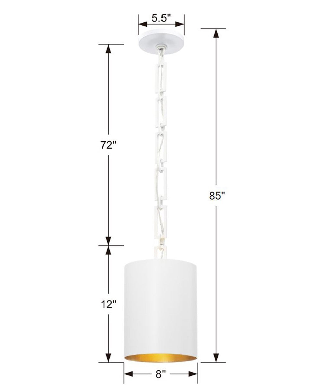 Crystorama - 8680-MT-GA - One Light Mini Chandelier - Alston - Matte White / Antique Gold