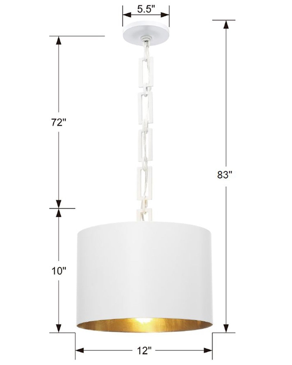 Crystorama - 8683-MT-GA - One Light Chandelier - Alston - Matte White / Antique Gold