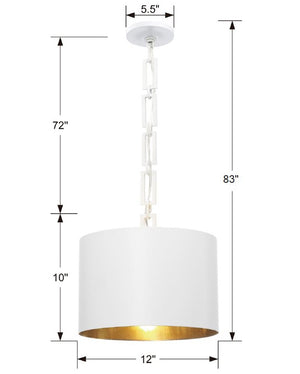 Crystorama - 8683-MT-GA - One Light Chandelier - Alston - Matte White / Antique Gold