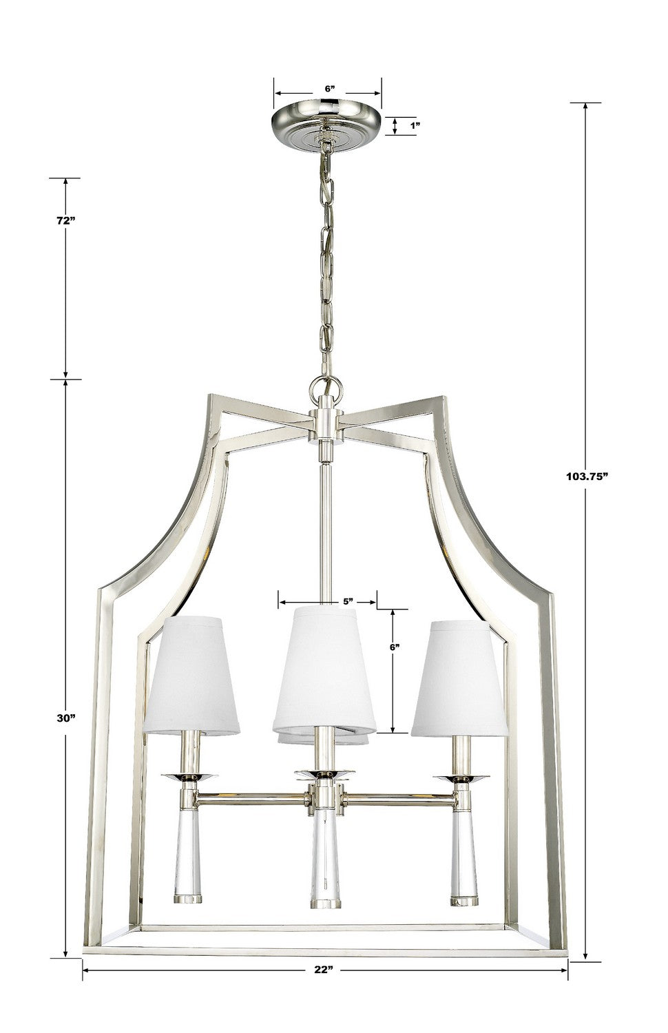 Crystorama - 8864-PN - Four Light Chandelier - Baxter - Polished Nickel