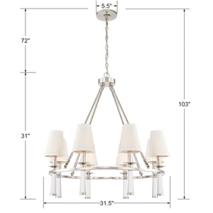 Crystorama - 8867-PN - Eight Light Chandelier - Baxter - Polished Nickel