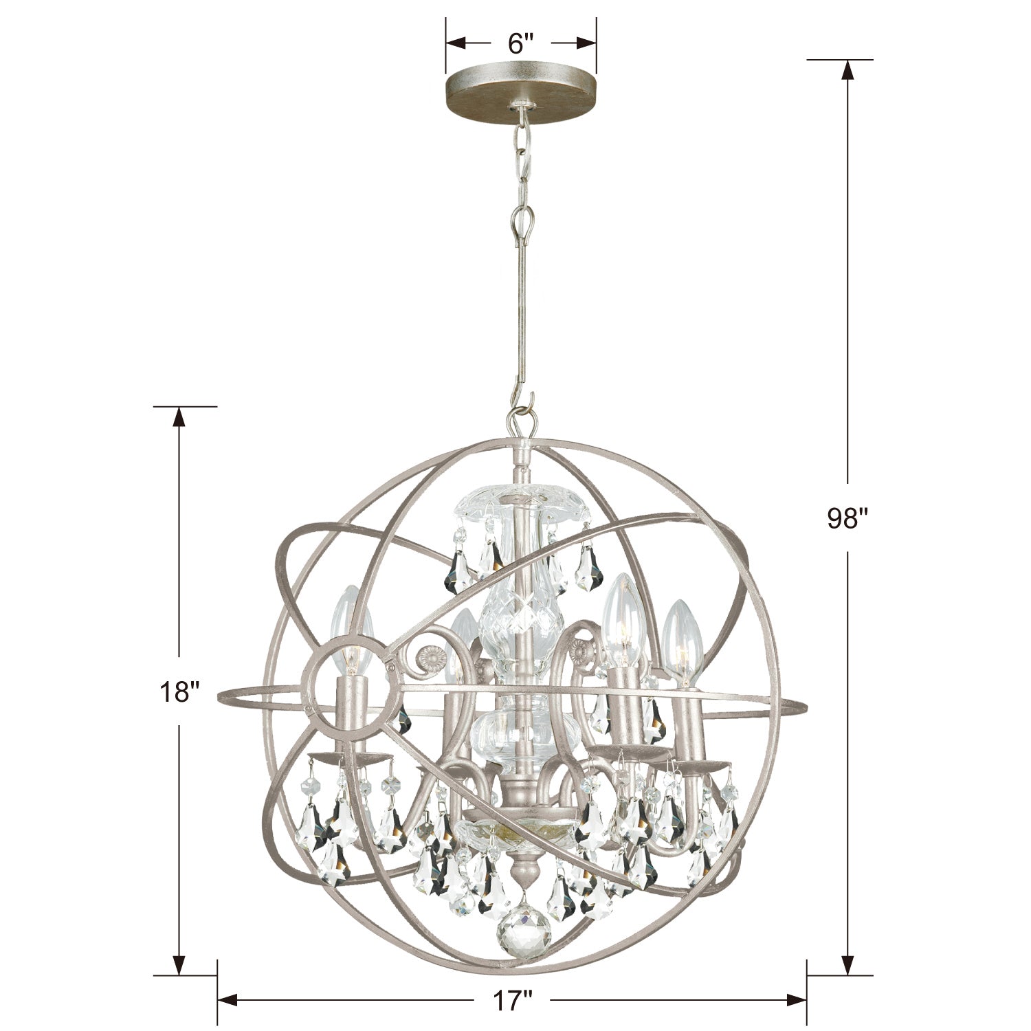 Crystorama - 9025-OS-CL-S - Four Light Mini Chandelier - Solaris - Olde Silver