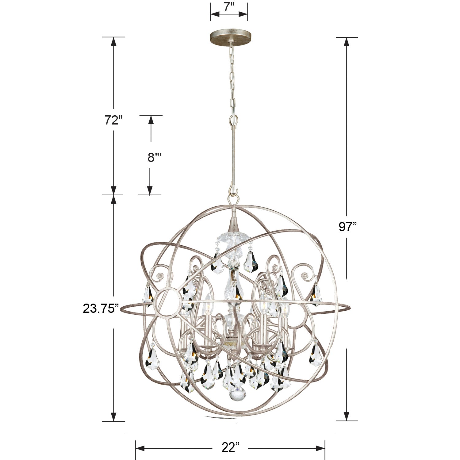 Crystorama - 9026-OS-CL-S - Five Light Chandelier - Solaris - Olde Silver