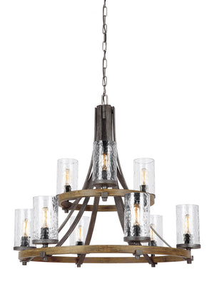 Visual Comfort Studio - F3135/9DWK/SGM - Nine Light Chandelier - Angelo - Distressed Weathered Oak / Slate Grey Metal