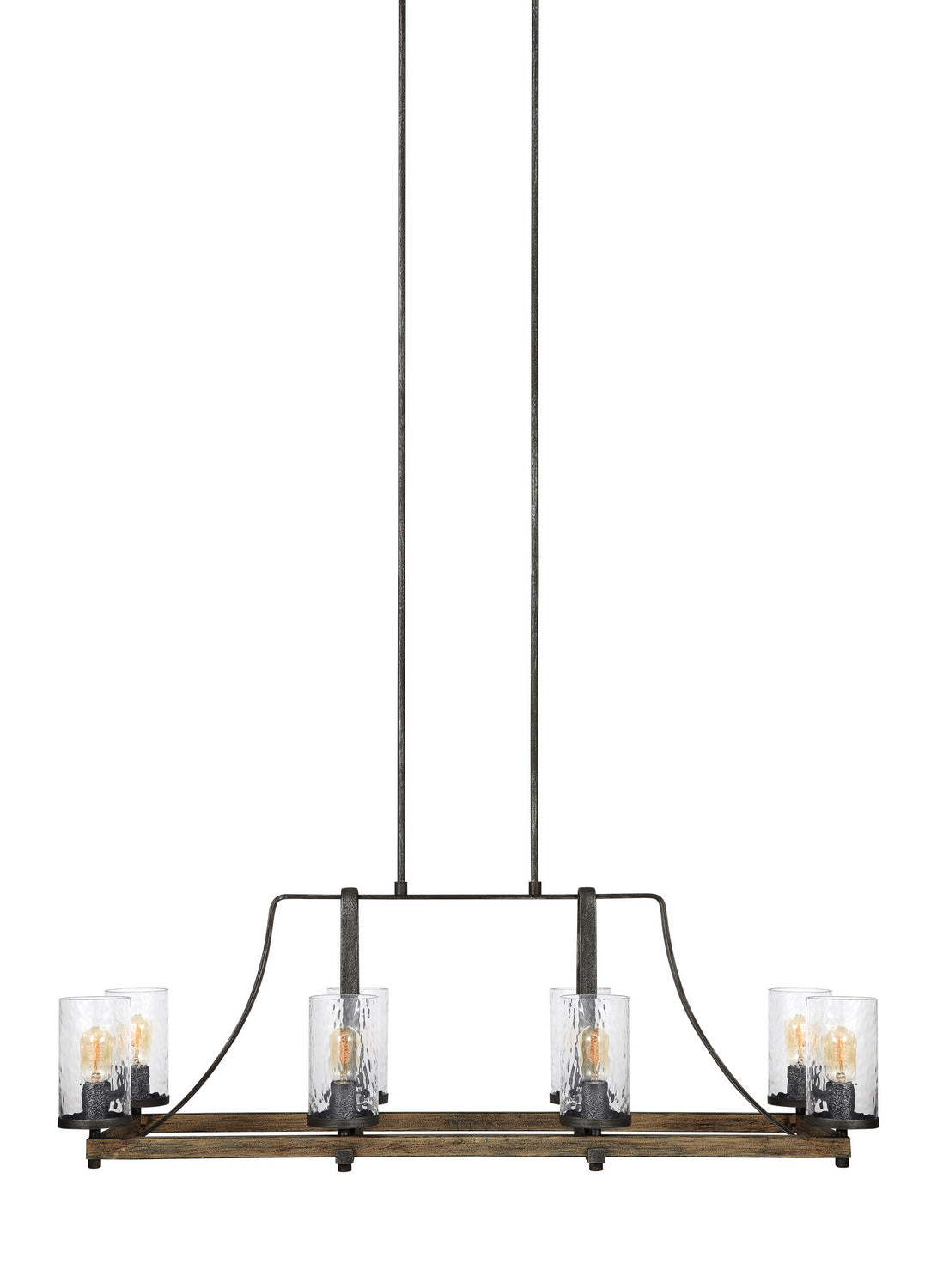 Visual Comfort Studio - F3136/8DWK/SGM - Eight Light Island Chandelier - Angelo - Distressed Weathered Oak / Slate Grey Metal