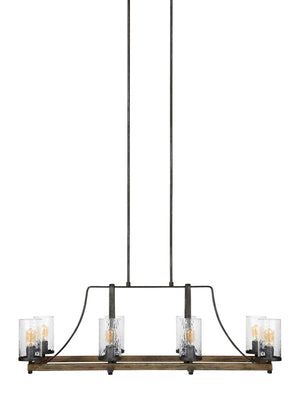 Visual Comfort Studio - F3136/8DWK/SGM - Eight Light Island Chandelier - Angelo - Distressed Weathered Oak / Slate Grey Metal