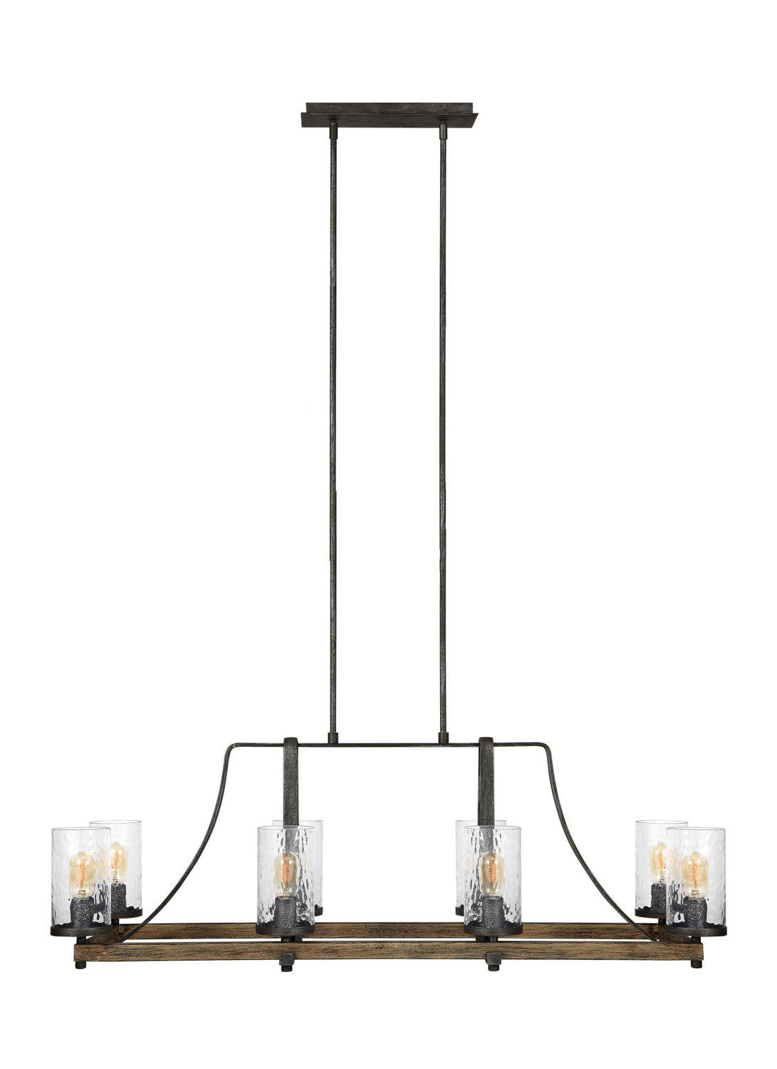 Visual Comfort Studio - F3136/8DWK/SGM - Eight Light Island Chandelier - Angelo - Distressed Weathered Oak / Slate Grey Metal