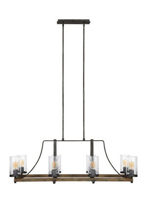 Visual Comfort Studio - F3136/8DWK/SGM - Eight Light Island Chandelier - Angelo - Distressed Weathered Oak / Slate Grey Metal