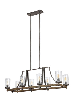 Visual Comfort Studio - F3136/8DWK/SGM - Eight Light Island Chandelier - Angelo - Distressed Weathered Oak / Slate Grey Metal